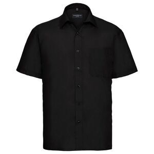 Russell Collection Mens Poplin Easy-Care Short-Sleeved Shirt / Black